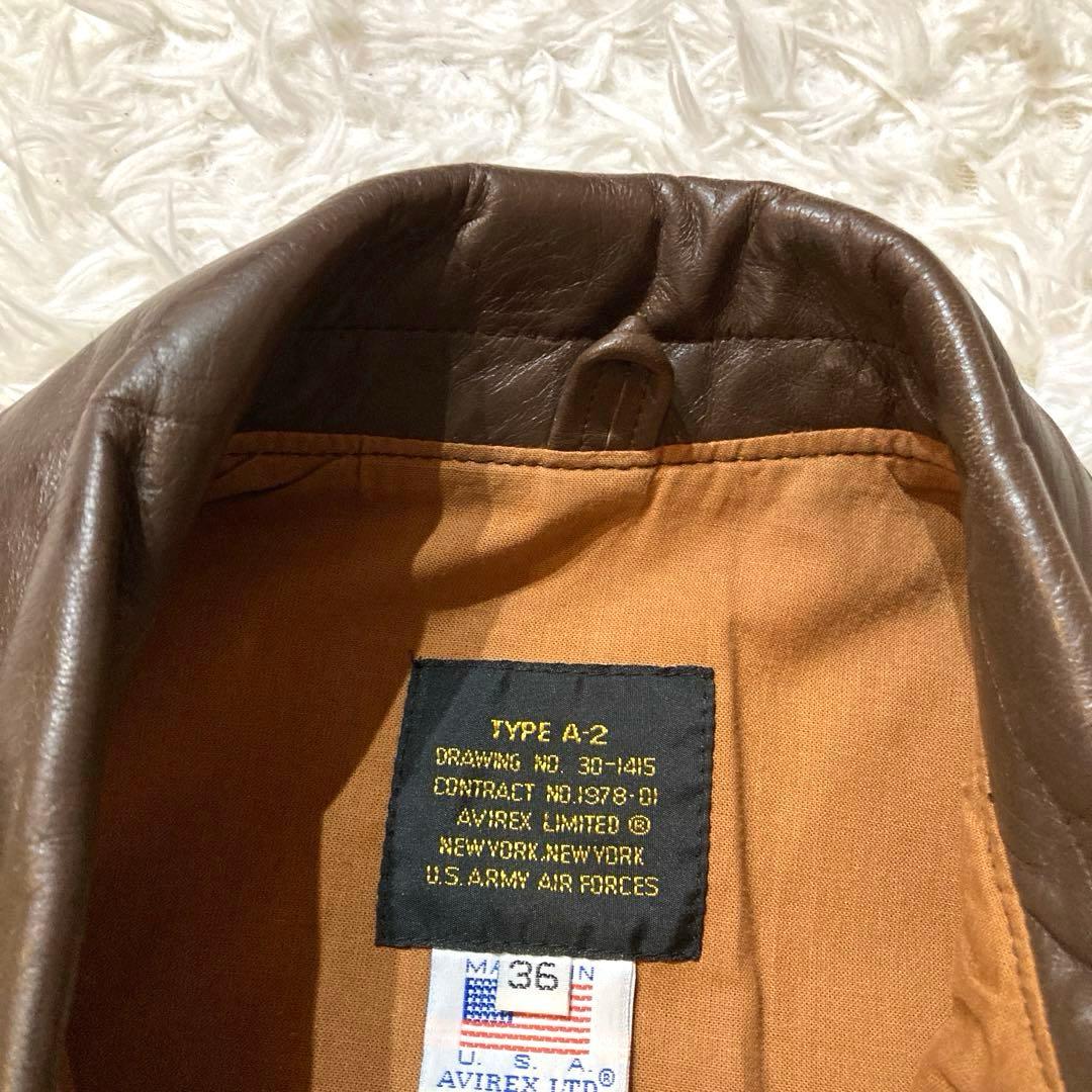 【良品AVIREX】A-2 MADE IN USA 馬革 L相当ダークブラウン