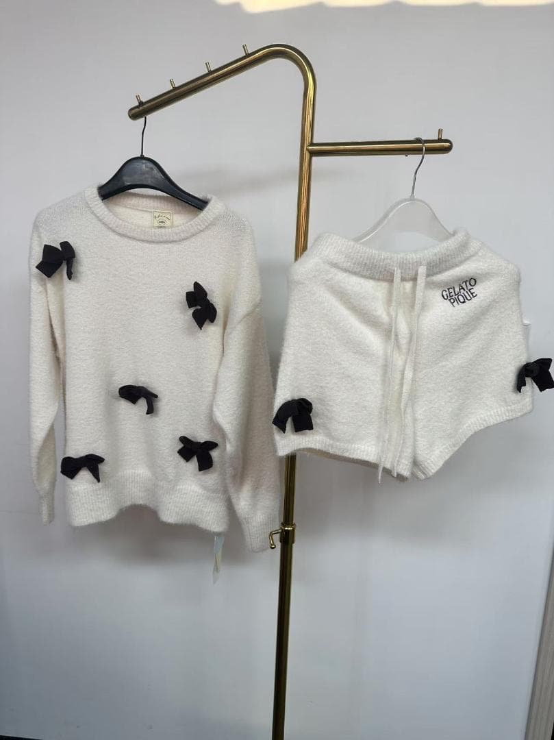 ジェラートピケ　リボンプルオーバー＆ショートパンツセット