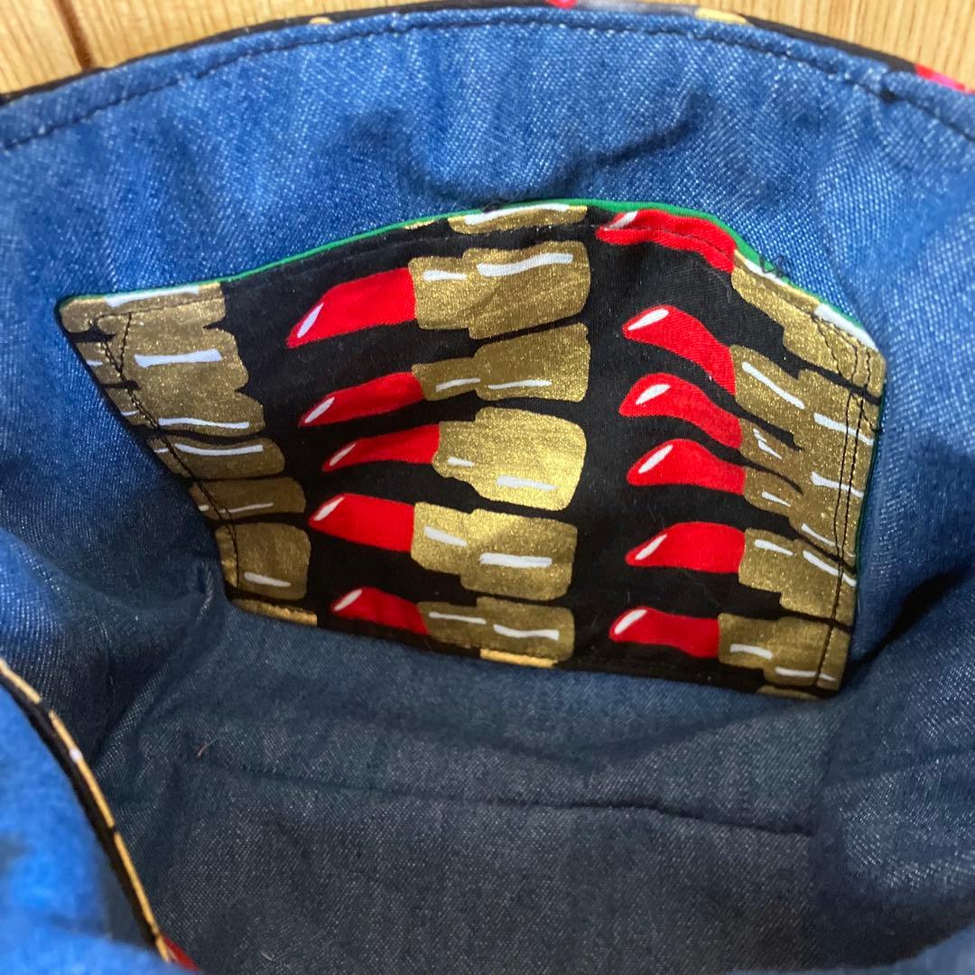 赤のルージュ柄ミニコスメ布バスケット　　　☆ハンドメイド品