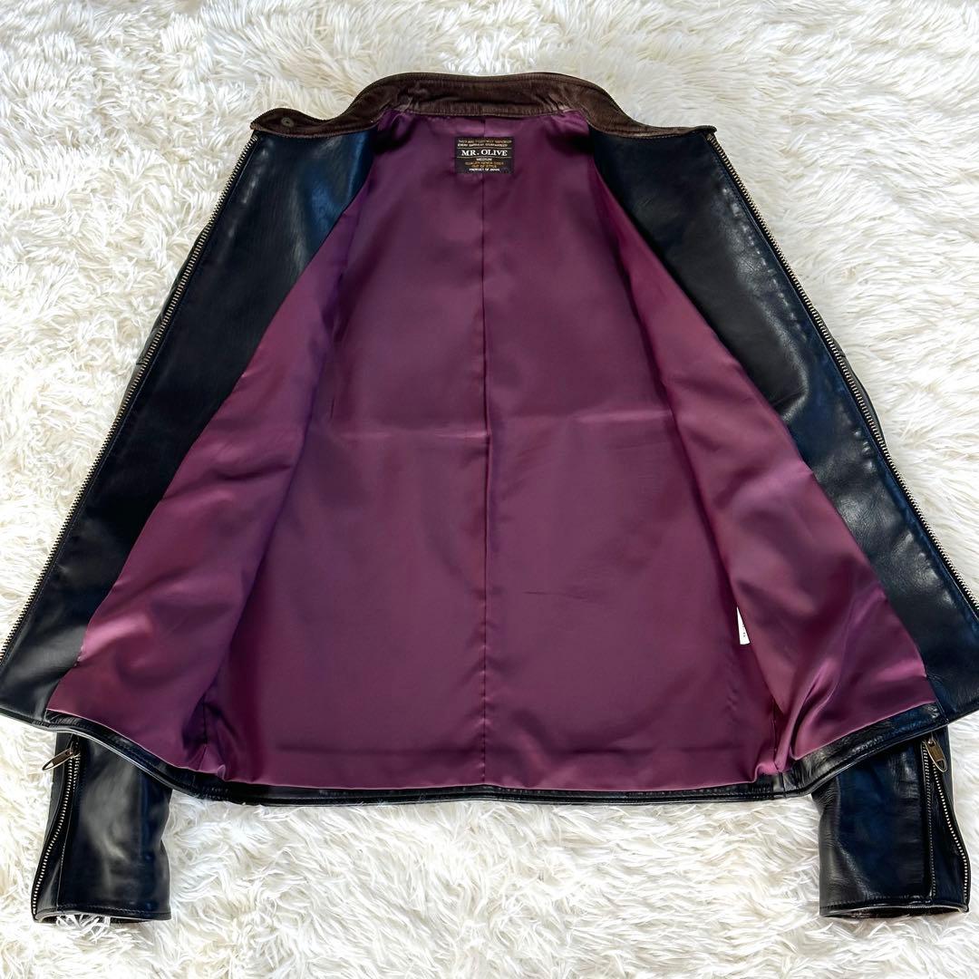 極美品 MR.OLIVE シングルライダースジャケット 馬革 ブラック M