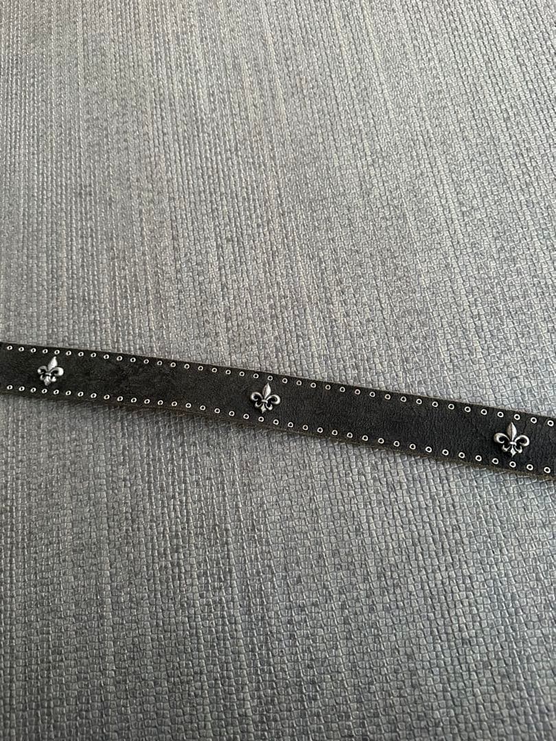 小物 cross design real leather studs belt