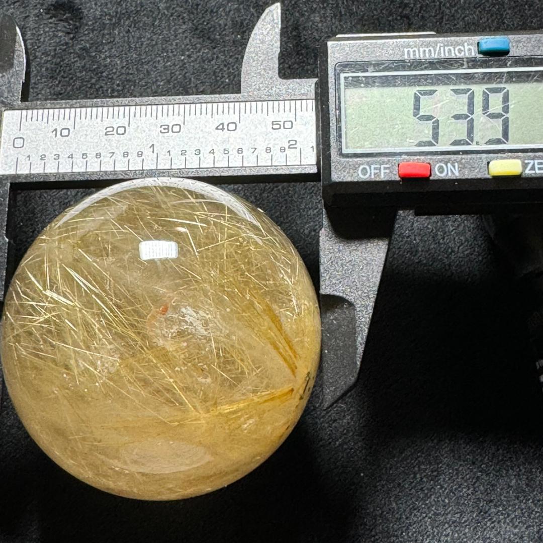 金運アップ◇ゴールドルチルクォーツ◇丸玉　約53.9㎜