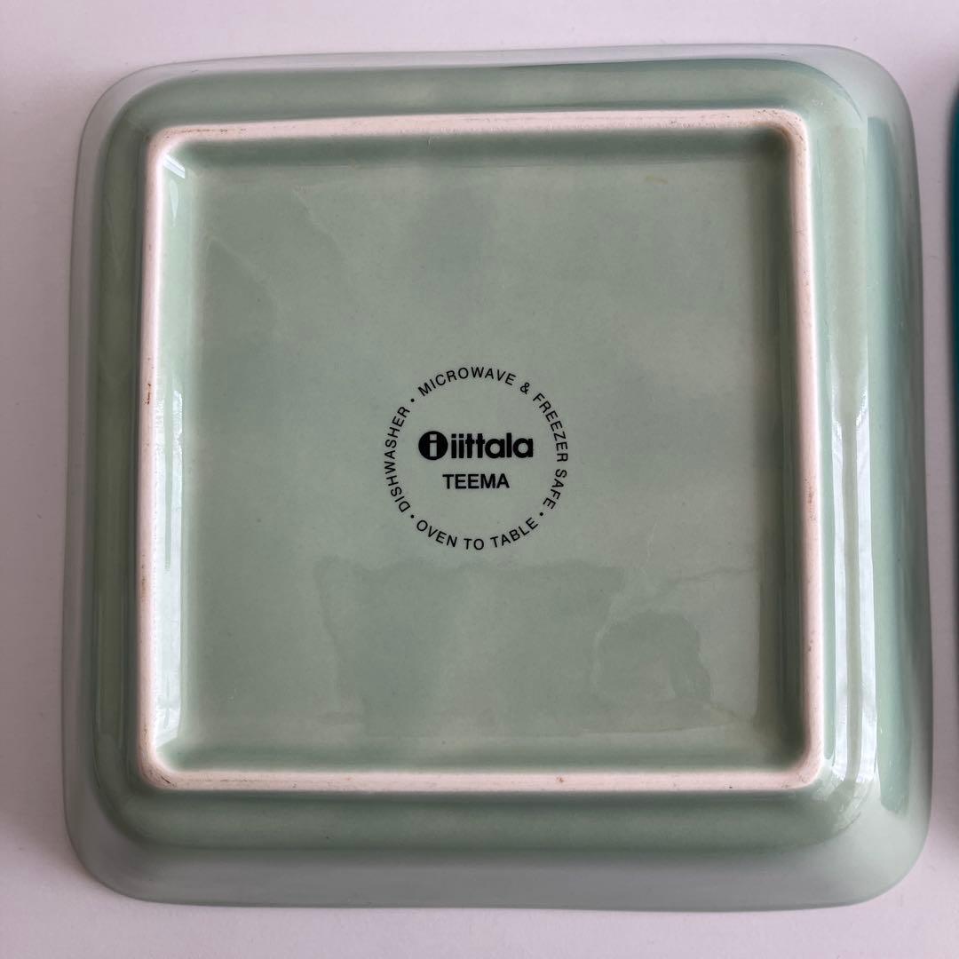 廃盤イッタラ　セラドングリーン ライトブルー　ターコイズ16cmスクエア3枚