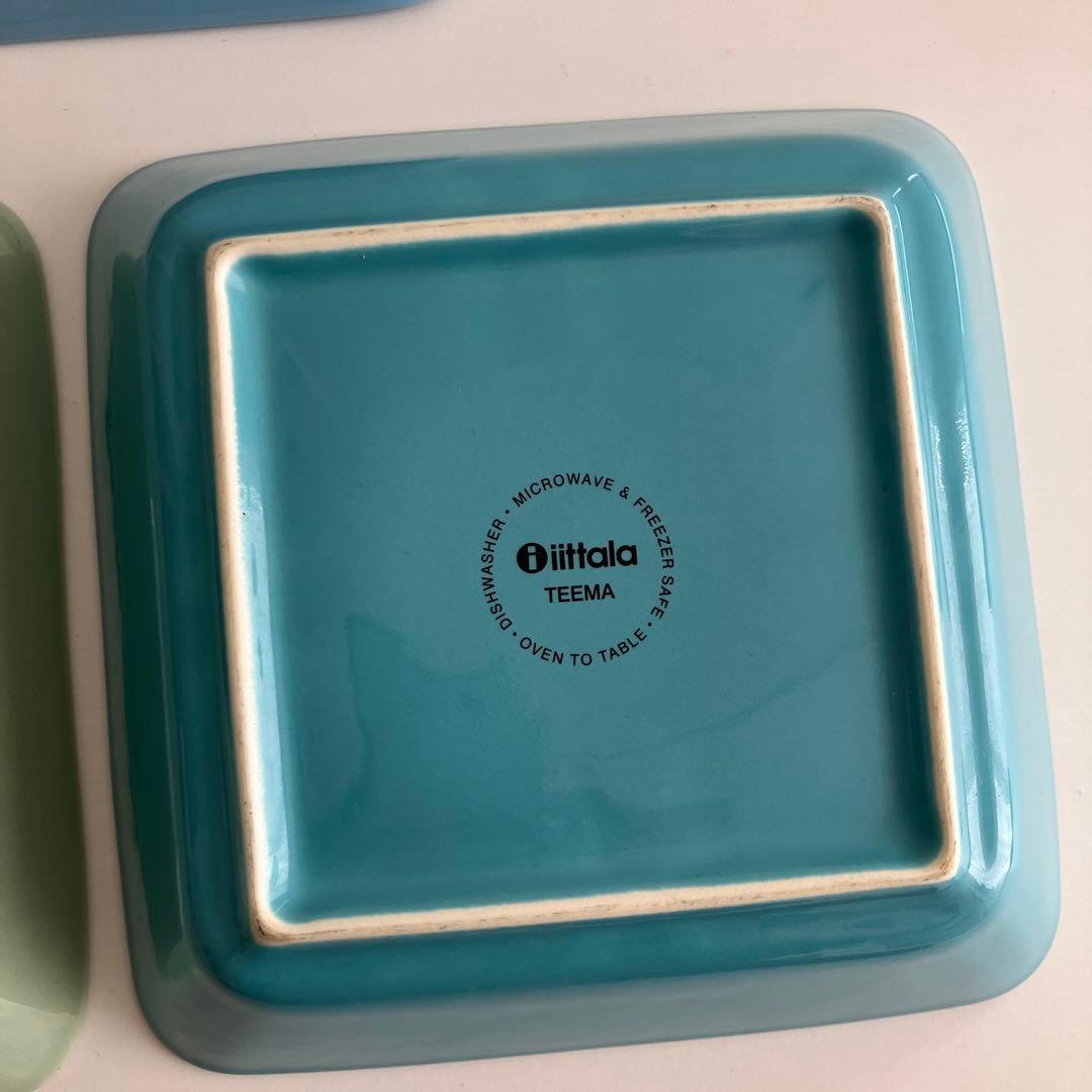 廃盤イッタラ　セラドングリーン ライトブルー　ターコイズ16cmスクエア3枚