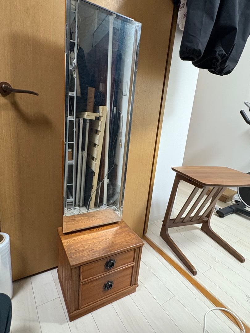 屋久杉　うるし塗り　姿見　ミラー　化粧台　ドレッサー　ニッ引姿見