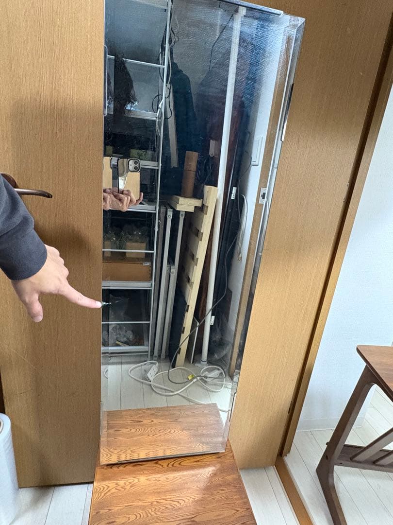 屋久杉　うるし塗り　姿見　ミラー　化粧台　ドレッサー　ニッ引姿見