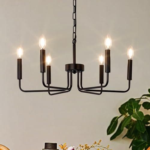 Chende シャンデリア おしゃれ ブラック 6灯 LED対応 E12 ペンa