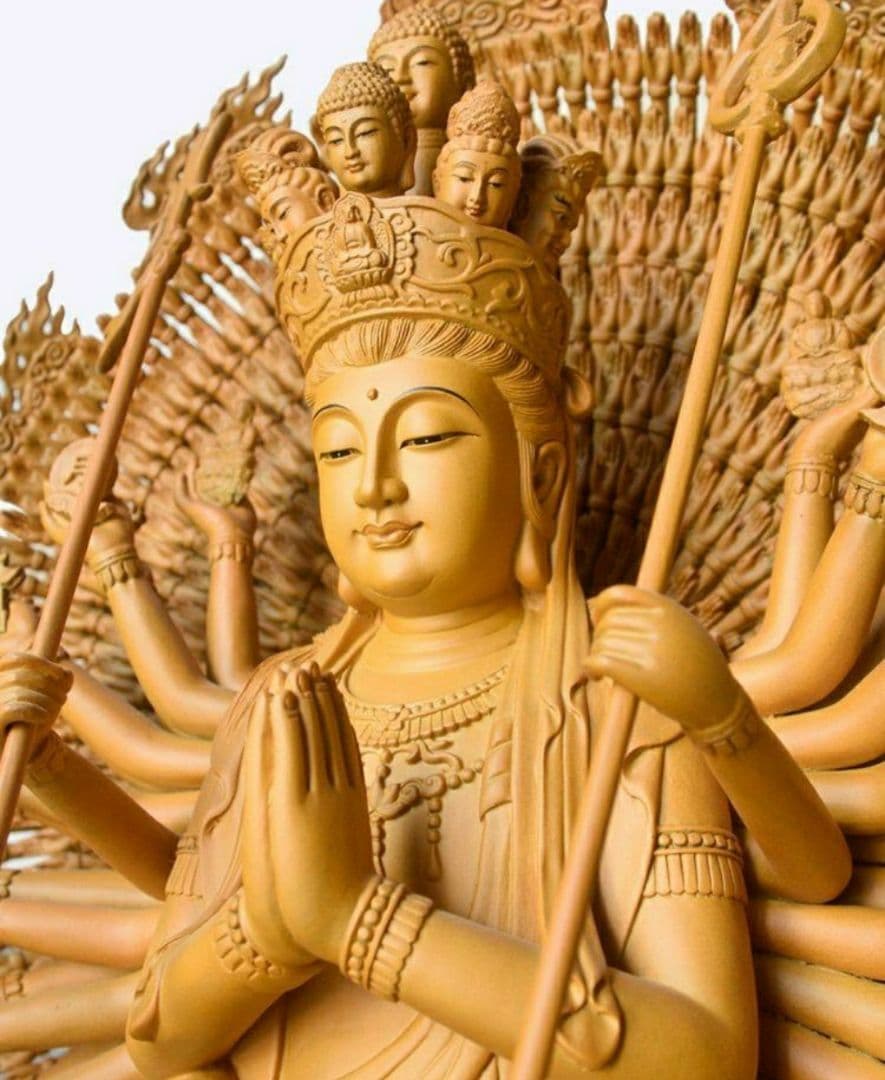 木彫り 仏像 千手観音 置物 お寺 祭祀 木 極品 香樟木