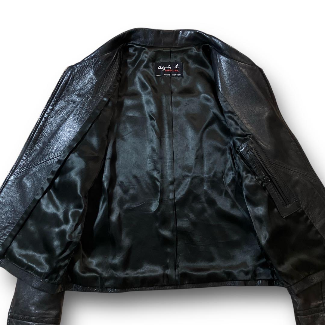 希少 agnes b. フランス レザー ライダース ジャケット アニエスベー