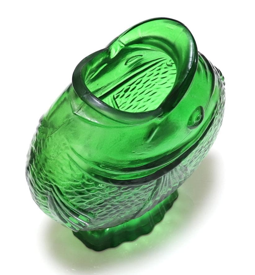 オールド・バカラ 超希少 1889年 パリ万国博覧会試作品 緑硝子 大型花瓶 魚