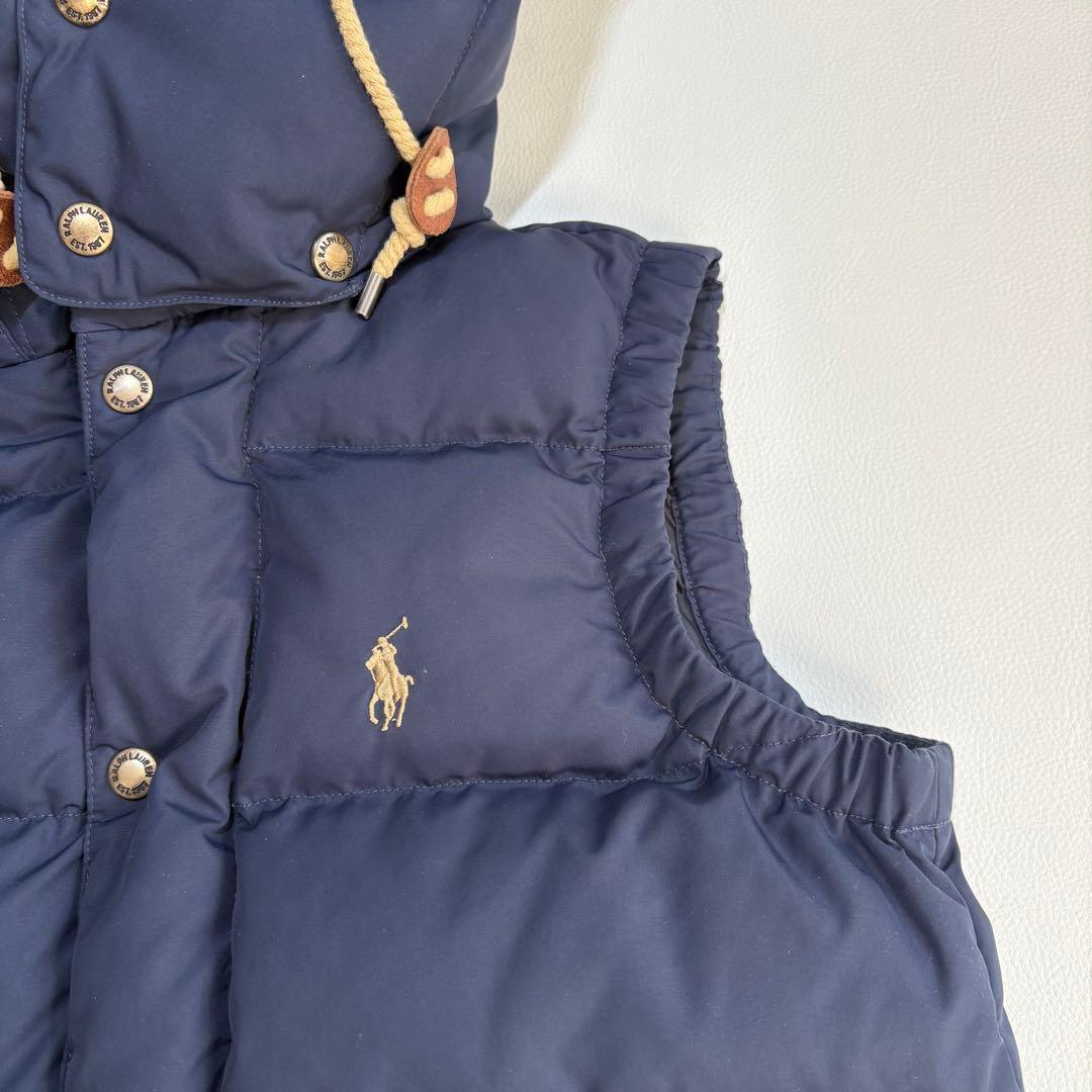 ポロラルフローレン ダウンベスト 2way ポニー刺繍 ネイビー 紺色 S