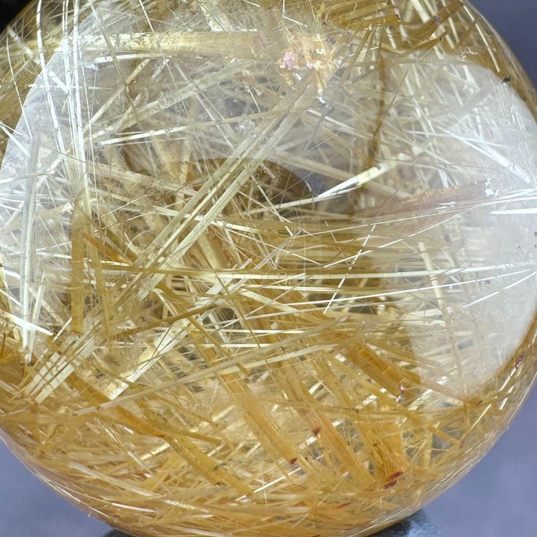 M-41高品質タイチンルチル丸玉　針密集 ゴールドルチルスフィア　天然石30mm