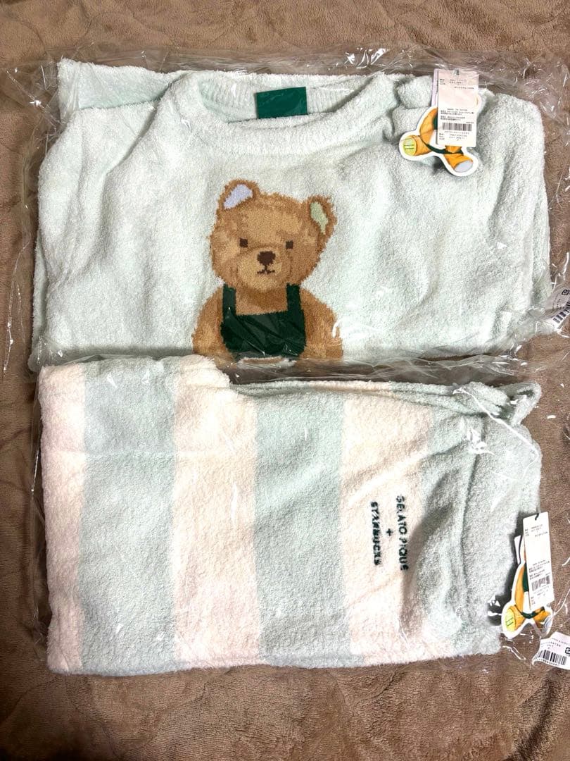 ジェラピケ×スタバ ルームウェア上下セット(ミントグリーン)