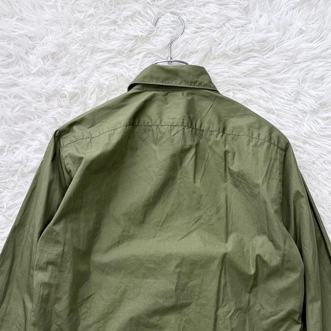 タグ付き未使用✨Finamore ホリゾンタルカラーシャツ コットン オリーブS