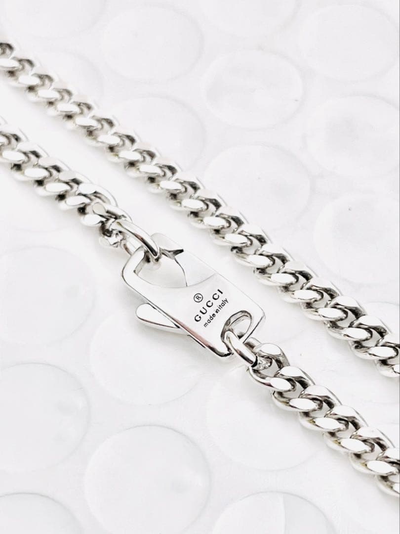 【超美品】GUCCI WGロゴ ネックレス 男女兼用 SV925 2.5ミリ