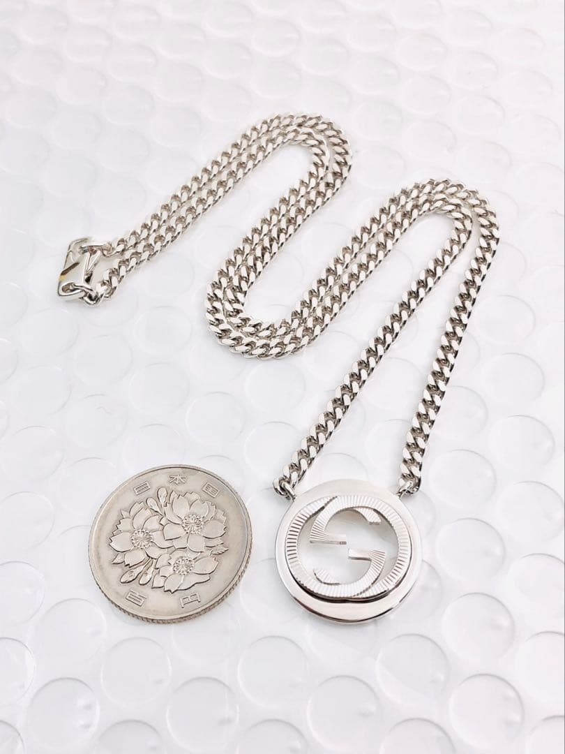 【超美品】GUCCI WGロゴ ネックレス 男女兼用 SV925 2.5ミリ
