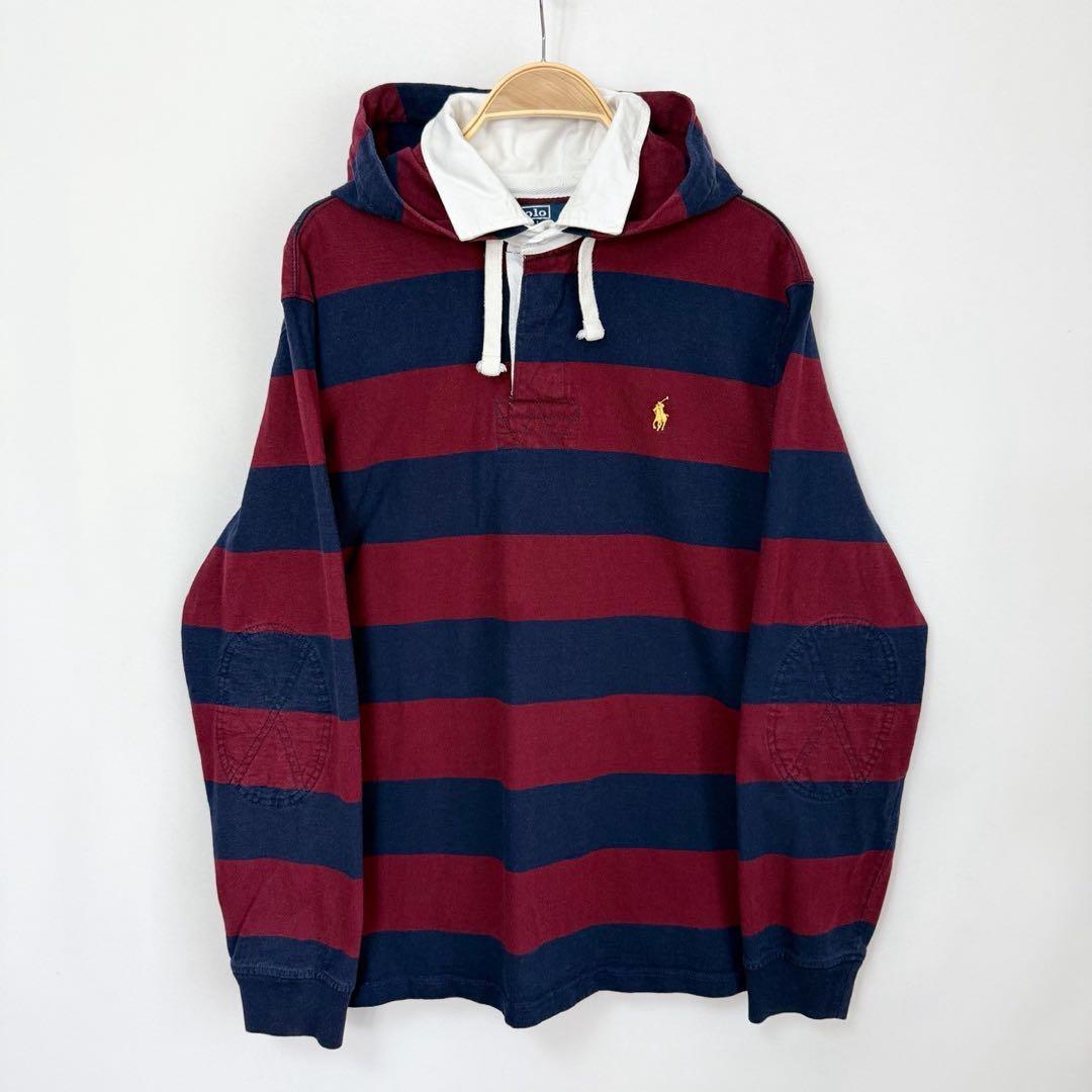 POLO Ralph Lauren ボーダーフード付 ラガーシャツ S87b