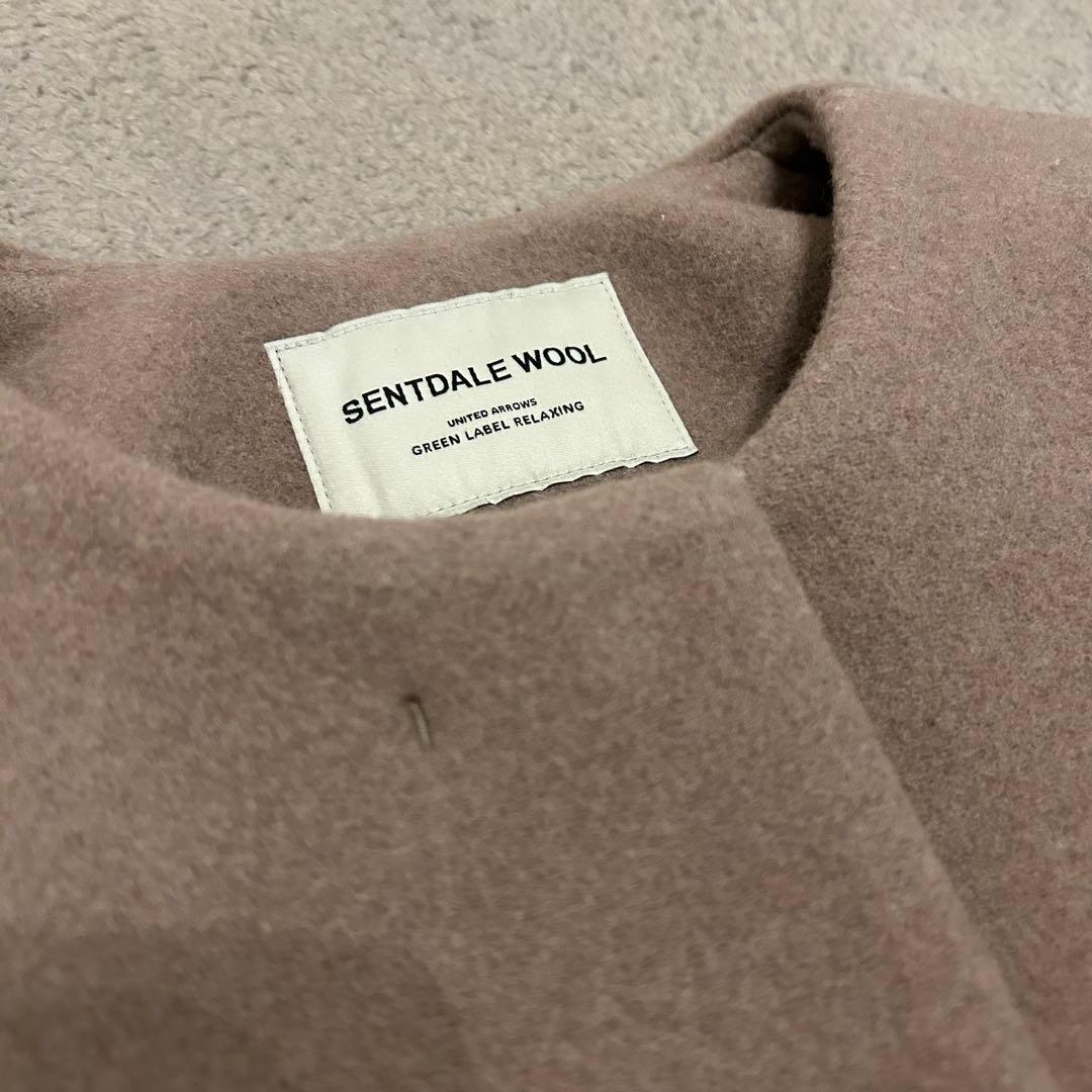 【美品】グリーンレーベルリラクシング定価35,200円23AWノーカラーコート