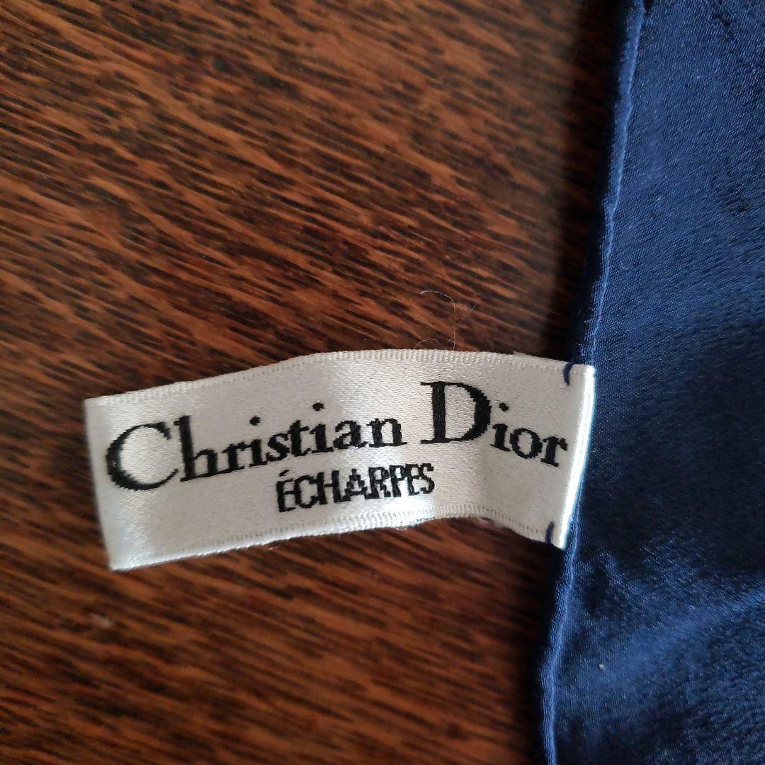クリスチャンディオールChristian Dior シルクスカーフ ネイビー