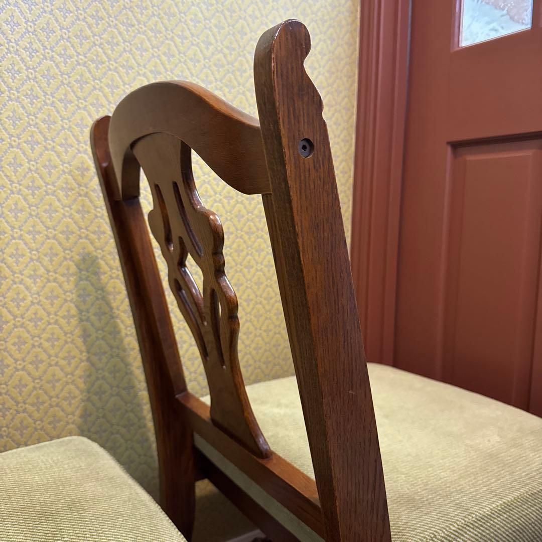 三越ブルージュ ダイニングチェア オーク材フレーム モケットファブリック