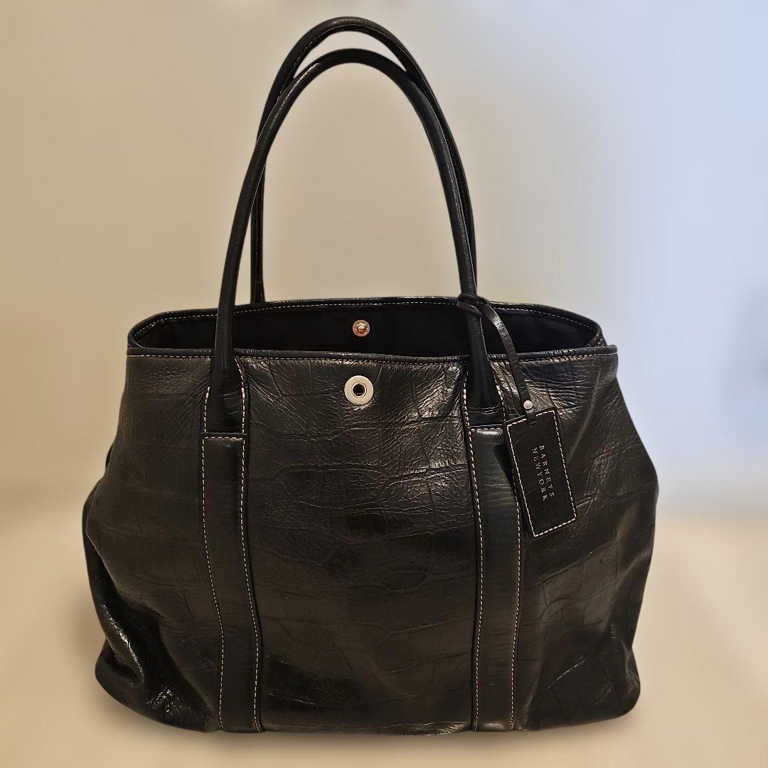 BARNEYS NEWYORK ブラックレザー トートバッグ