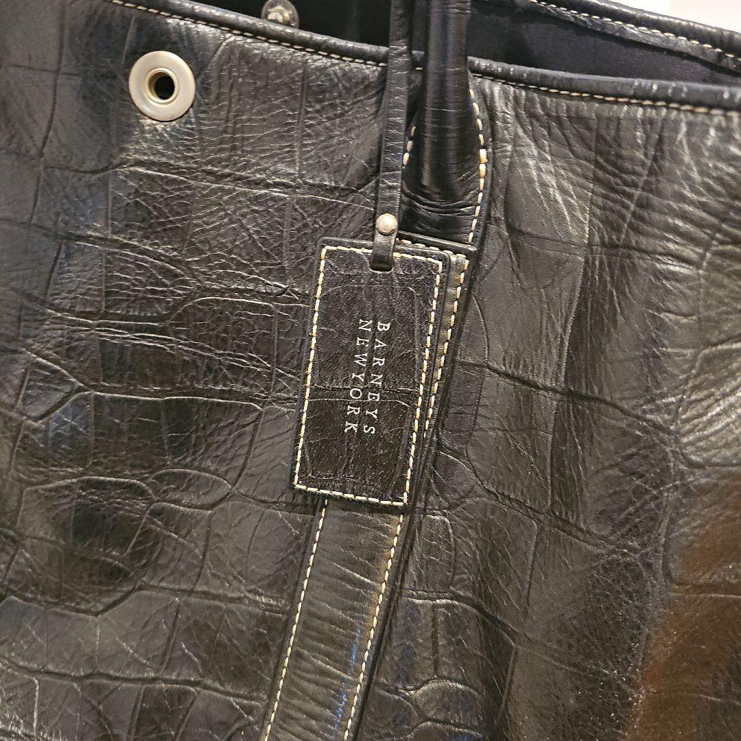BARNEYS NEWYORK ブラックレザー トートバッグ
