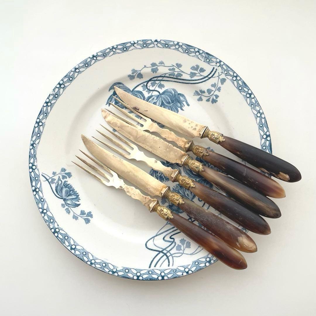 フランスアンティーク デザートフォーク&ナイフ6本セット