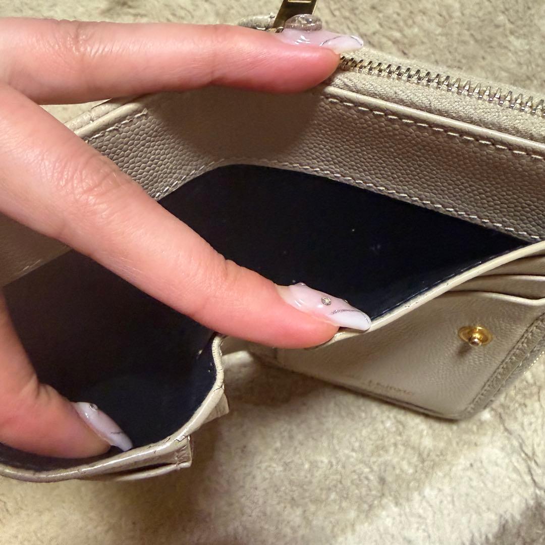 サンローラン　財布　SAINT LAURENT ベージュ　二つ折り財布