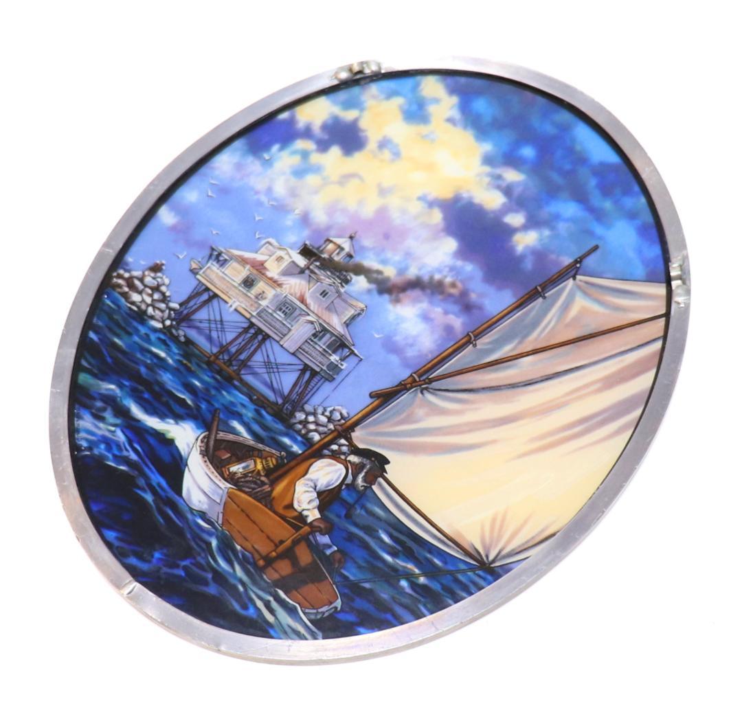 アーネスト・ヘミングウェイ ヴィンテージ ステンドグラス 老人と海 小説 レア