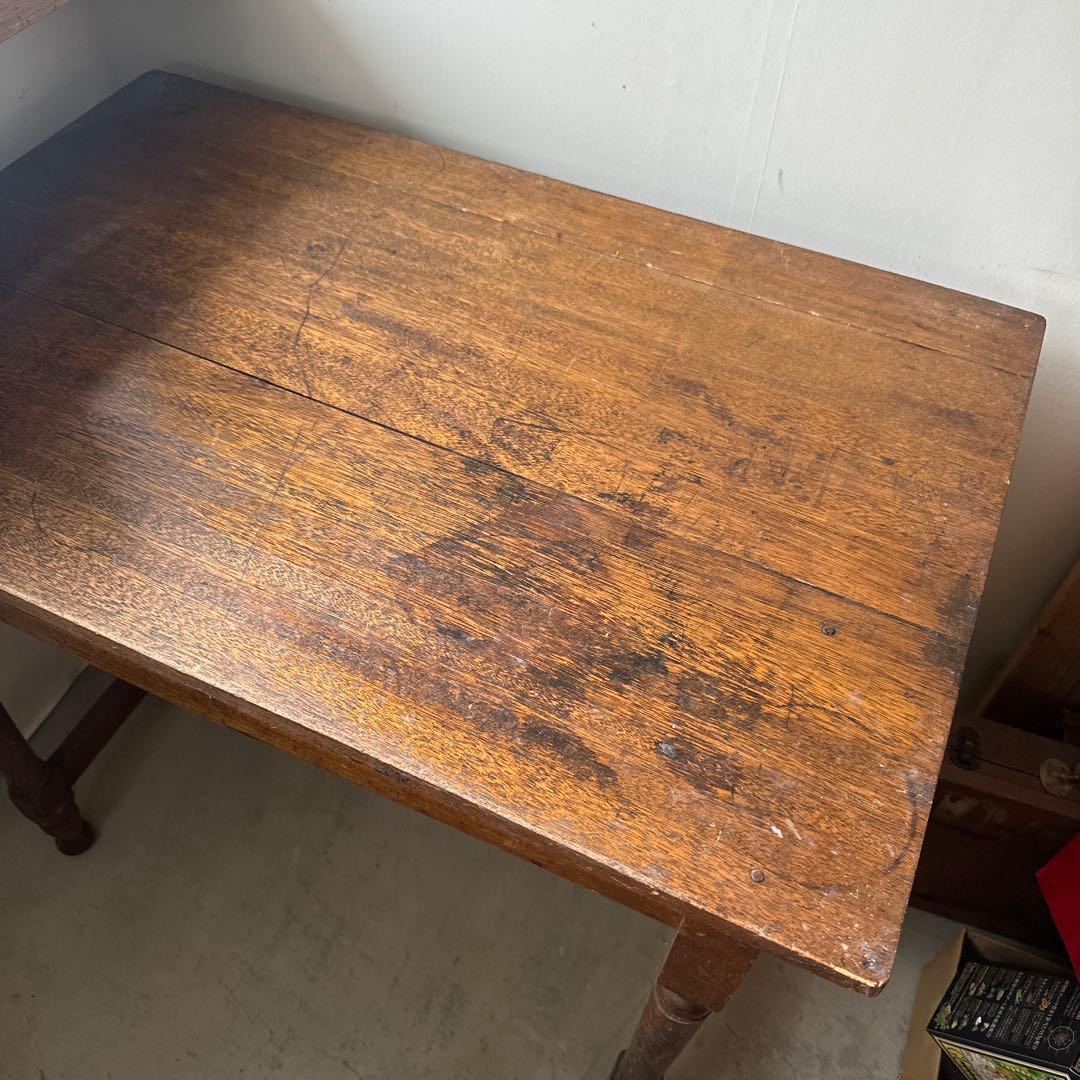 ヴィンテージ　アンティーク　木製デスク ダークブラウン 2引き出し