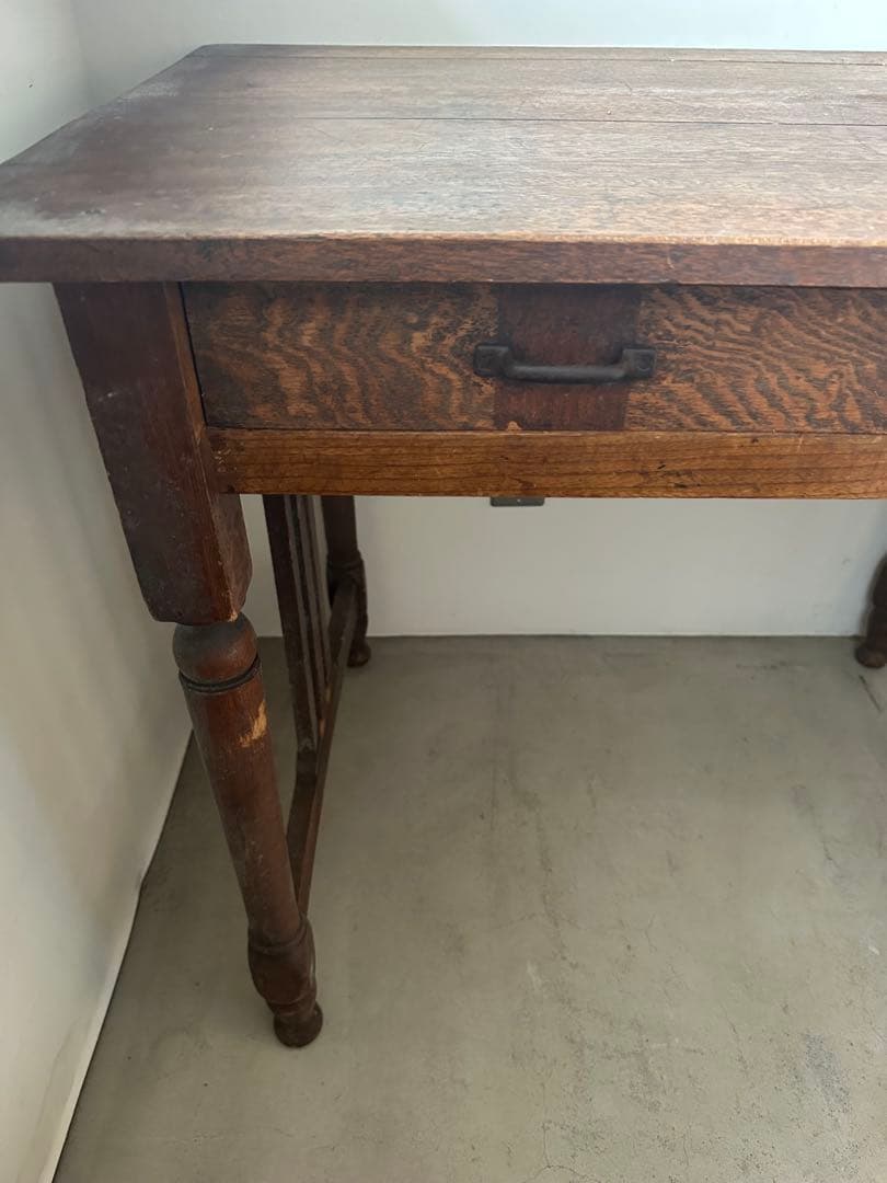 ヴィンテージ　アンティーク　木製デスク ダークブラウン 2引き出し
