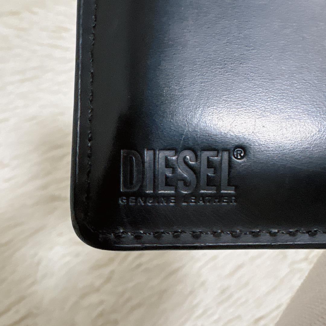 ディーゼル 二つ折り財布 オーバルD Dロゴ 現行 ブラック レザー