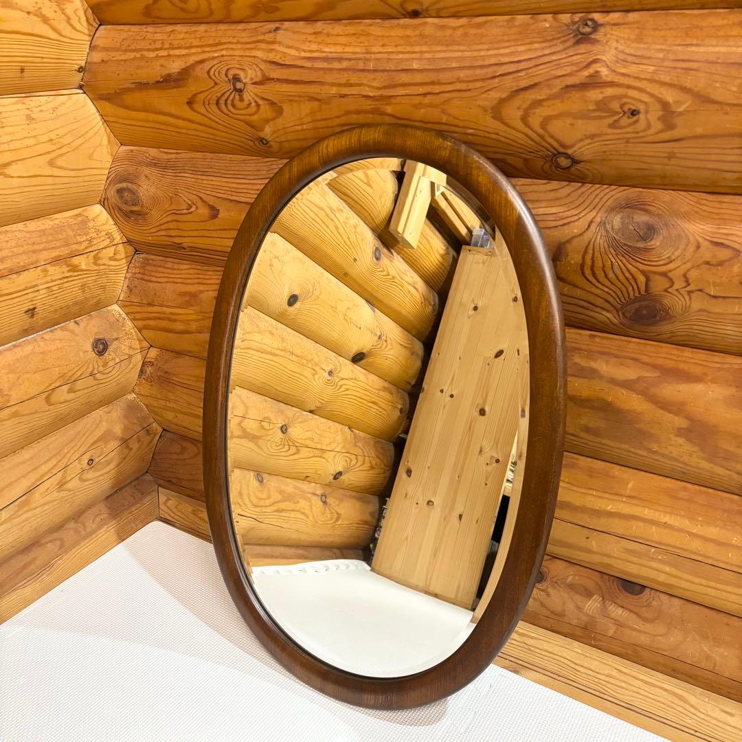 【希少】カリモク karinoku オーバル ウォールミラー 壁掛け鏡