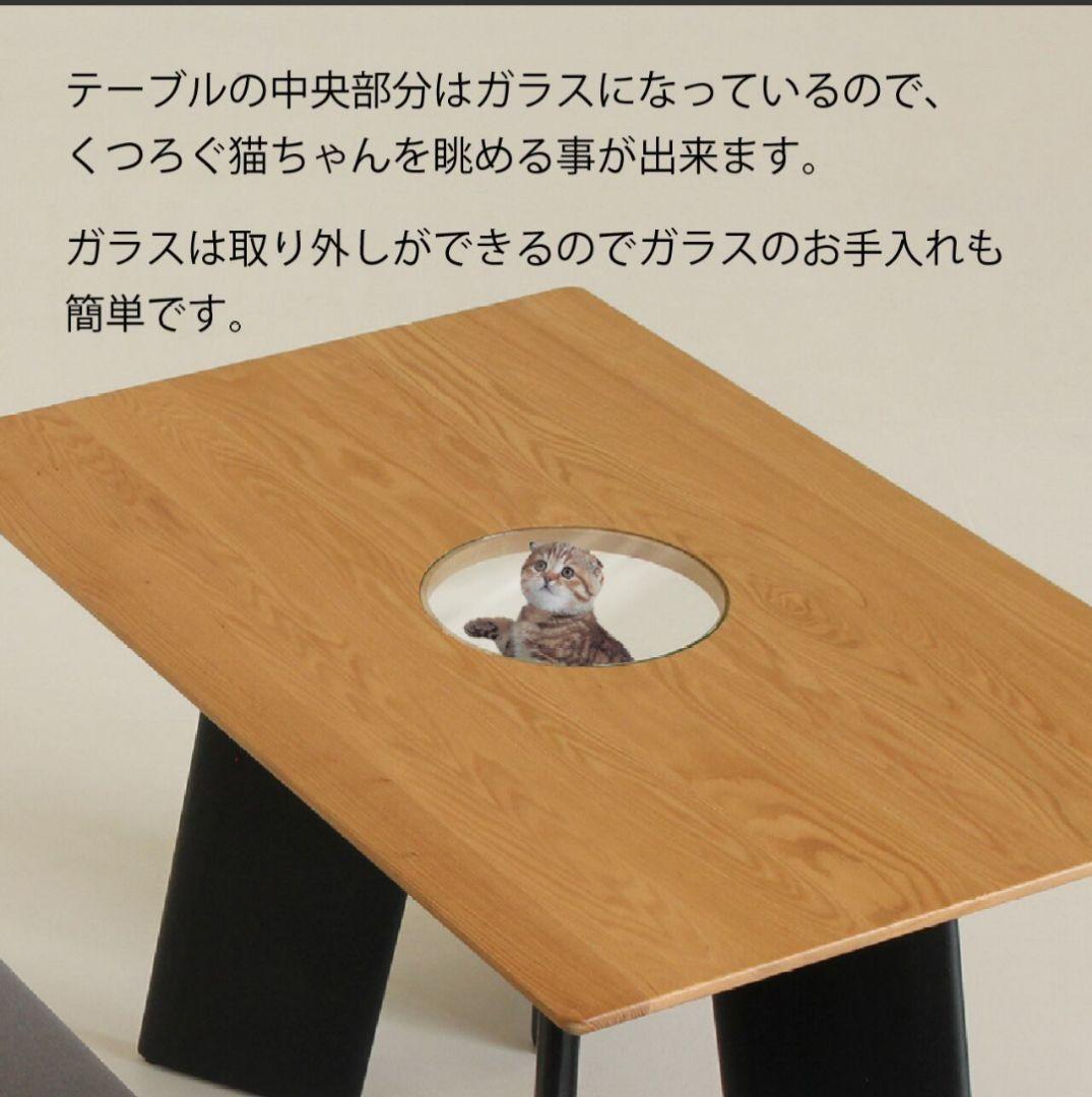 未使用 くつろぐ愛猫を眺めながら過ごせる ダイニングテーブル ナガノインテリア