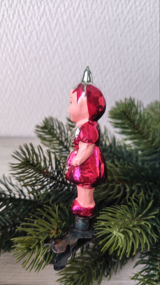 ソビエト　クリスマスオーナメント　苺の女の子　ガラスオーナメント