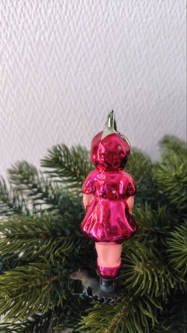 ソビエト　クリスマスオーナメント　苺の女の子　ガラスオーナメント