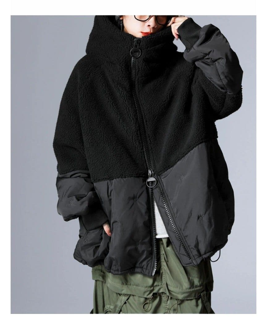 オーバーサイズ フリースダウンジャケット ブラック