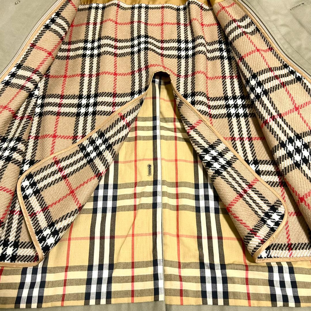 美品　バーバリー　ノバチェック　ステンカラーコート　インナー付き　M