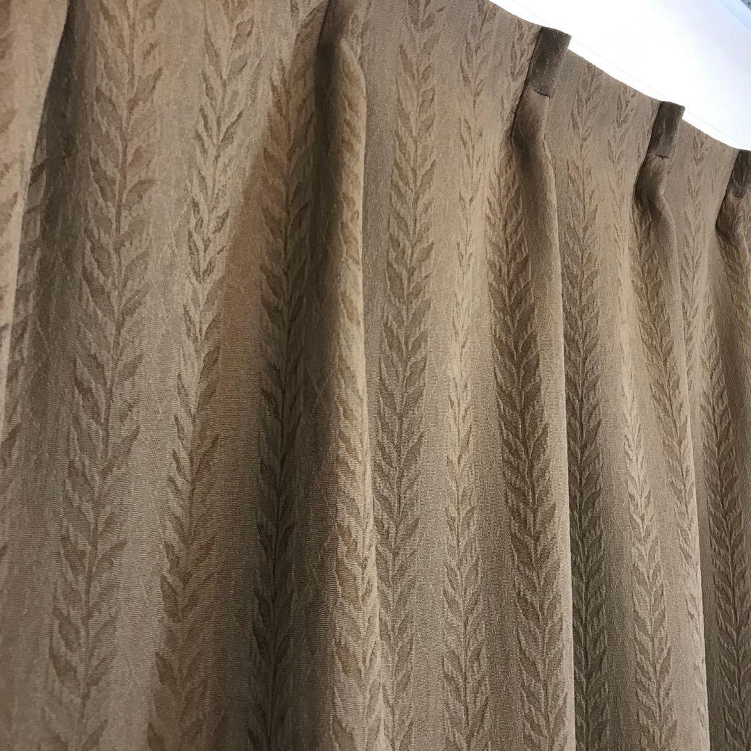 厚地カーテン　幅200cm×丈220cm 2枚　ブラウン　ロング