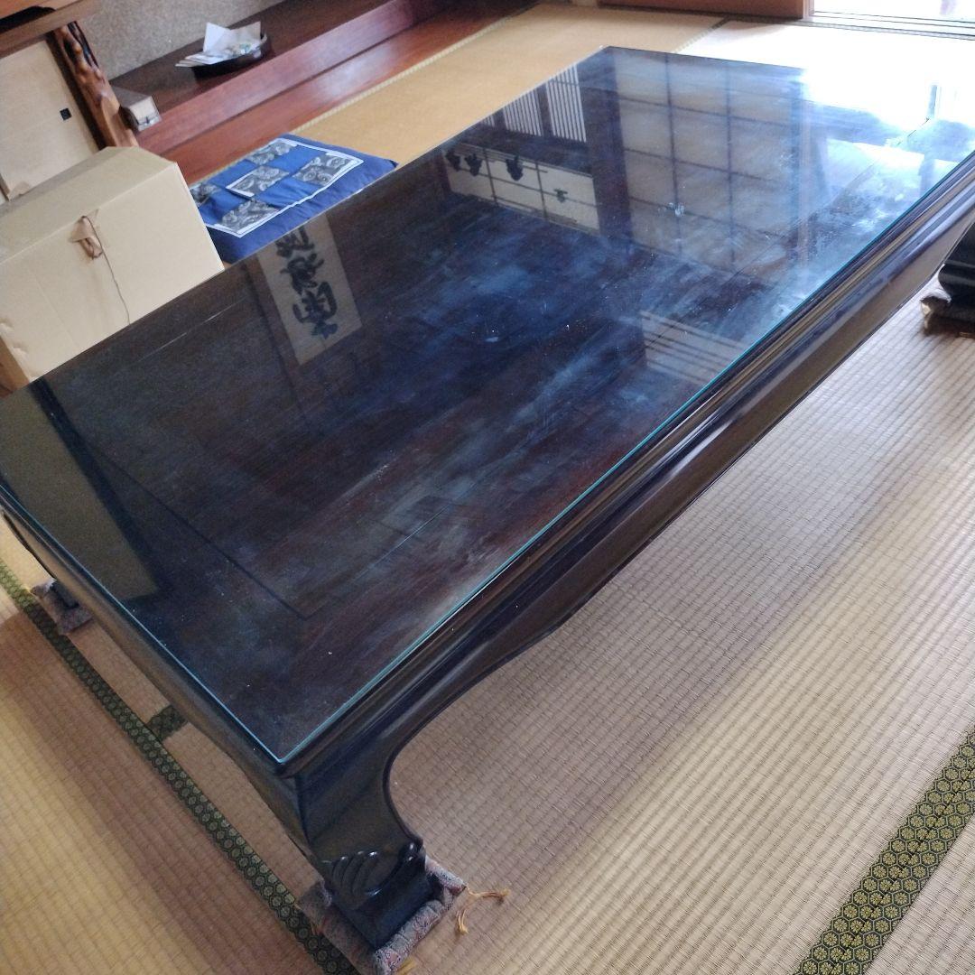 お値下げ可能　座敷机ガラス板付