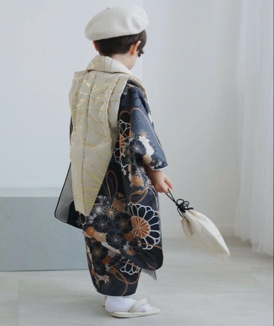 値下げ！ひよこ商店七五三　男の子　三歳　着物　雪駄風スリッポン付き！