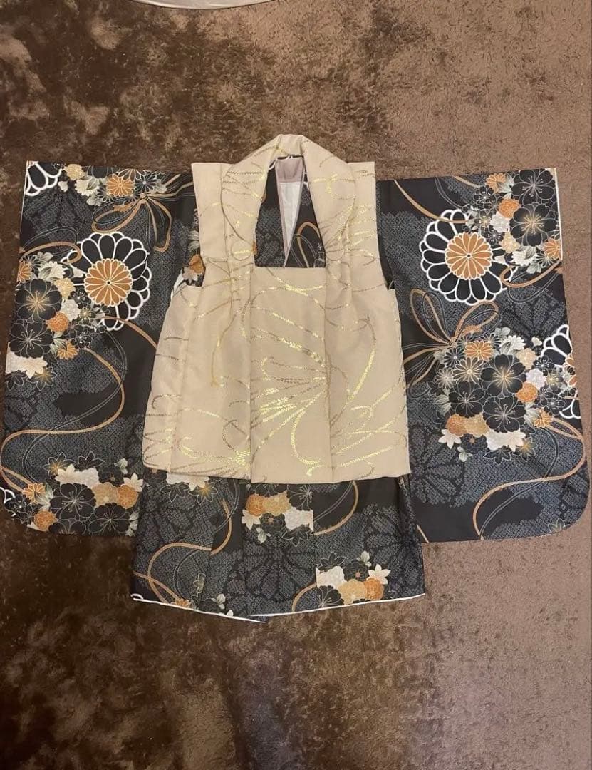 値下げ！ひよこ商店七五三　男の子　三歳　着物　雪駄風スリッポン付き！