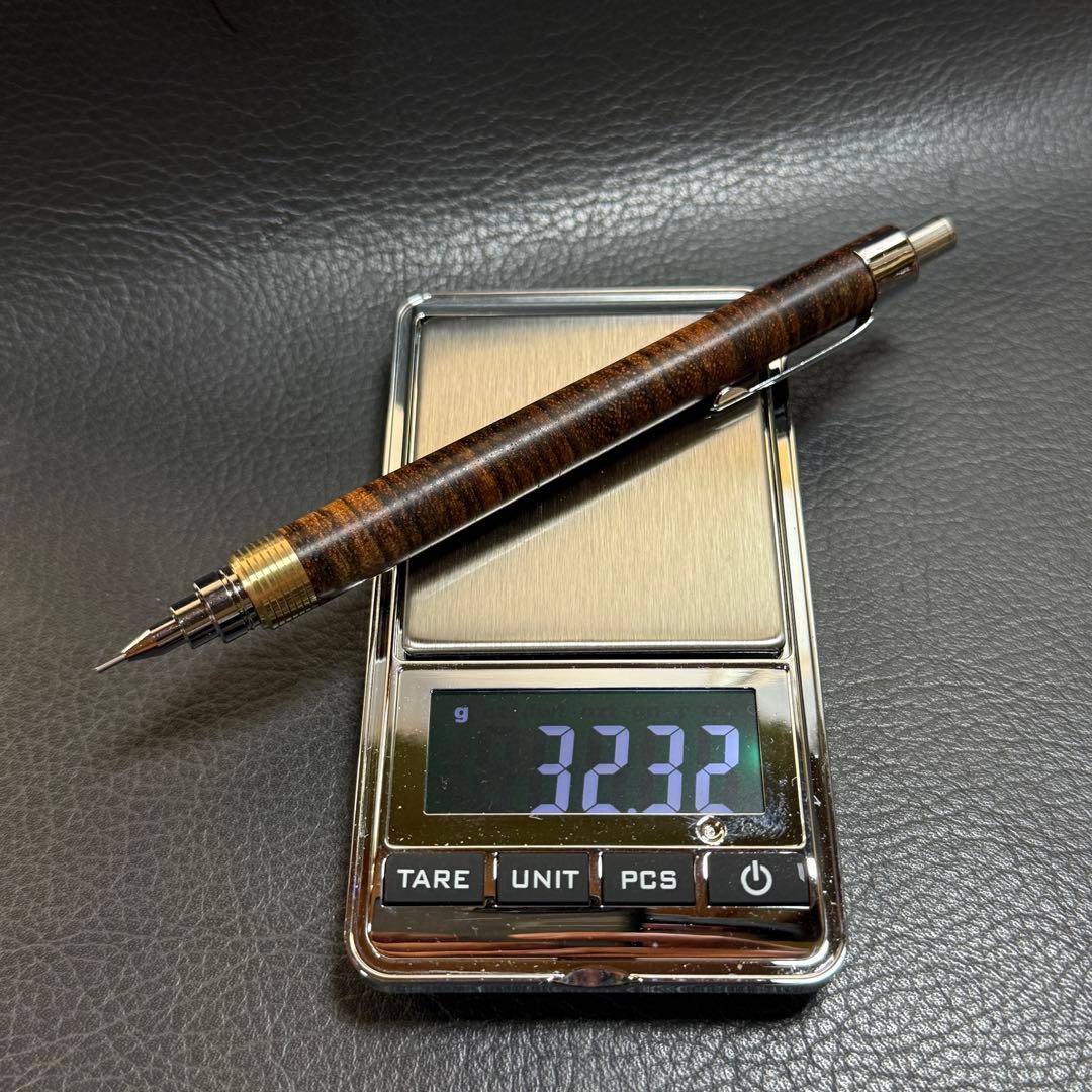 218ゼブラウッド横目透明スタビ　木製シャーペン　超低重心溝付き　真鍮