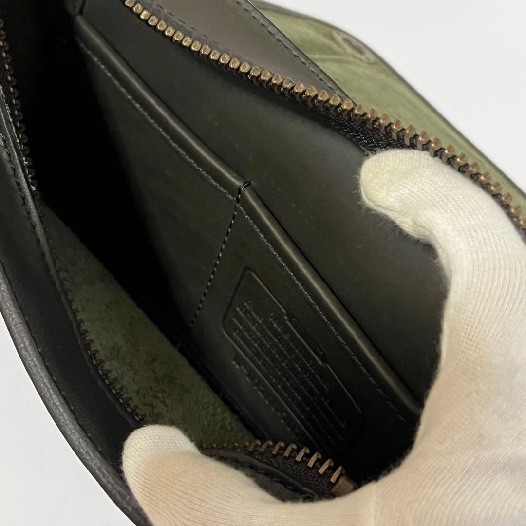 美品✨オールドコーチ　ウエストバッグ　ボディバッグ　レザー　ターンロック　カーキ