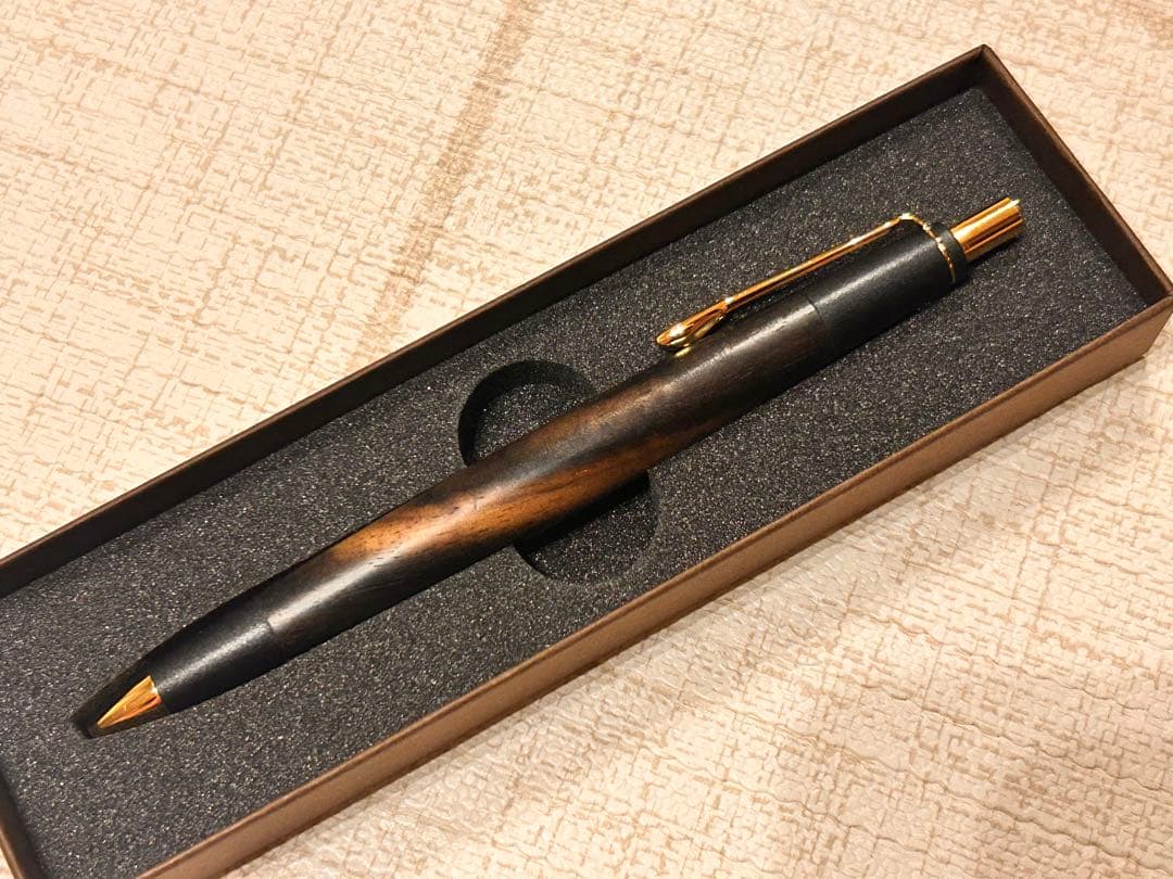 ボナンペン　シャープペン　黒柿　本店限定上杢　真鍮金具