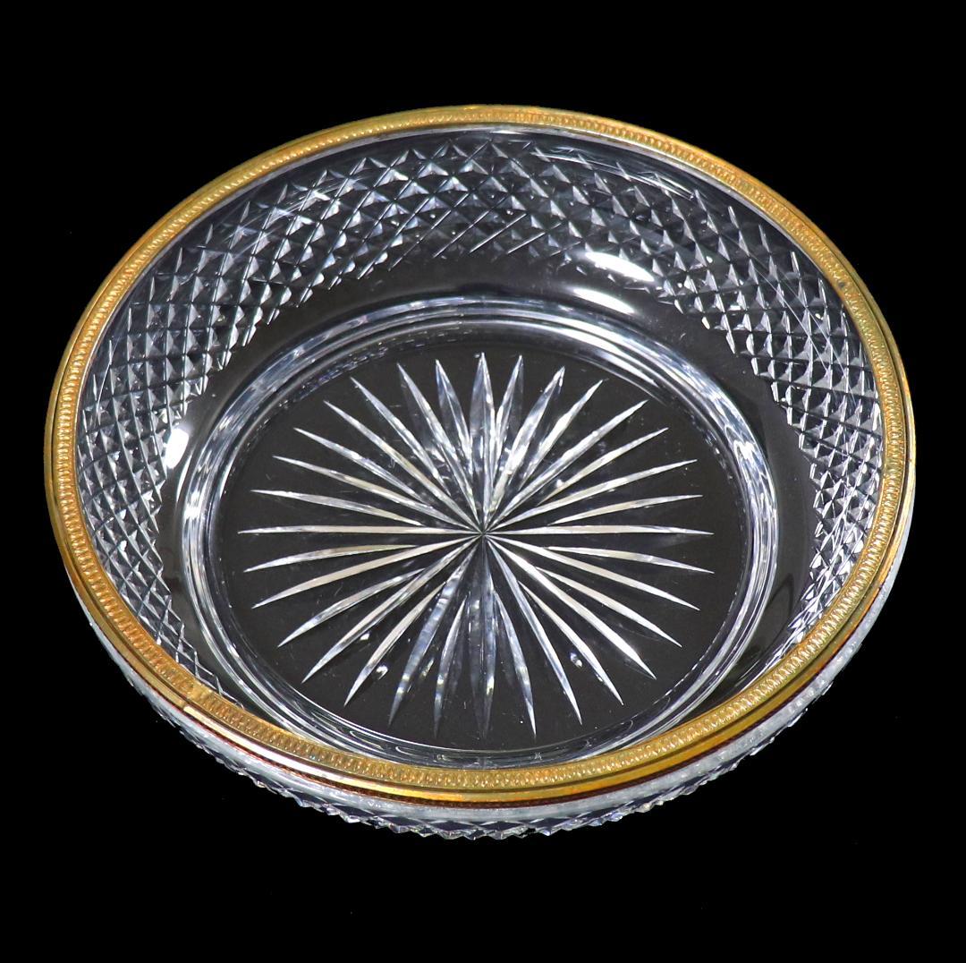 オールド・バカラ 明治～大正時代 春海商店特注 金装飾霰切子大鉢 ギヤマン