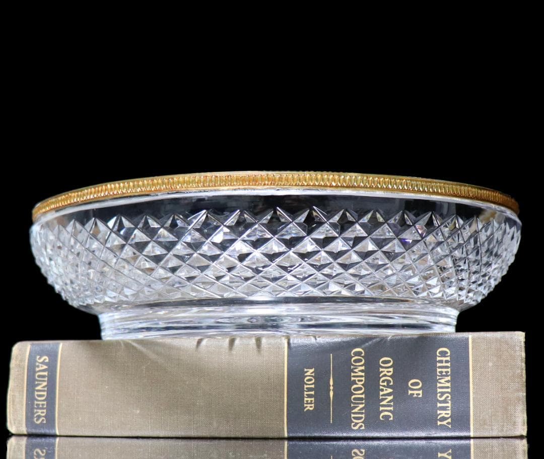オールド・バカラ 明治～大正時代 春海商店特注 金装飾霰切子大鉢 ギヤマン