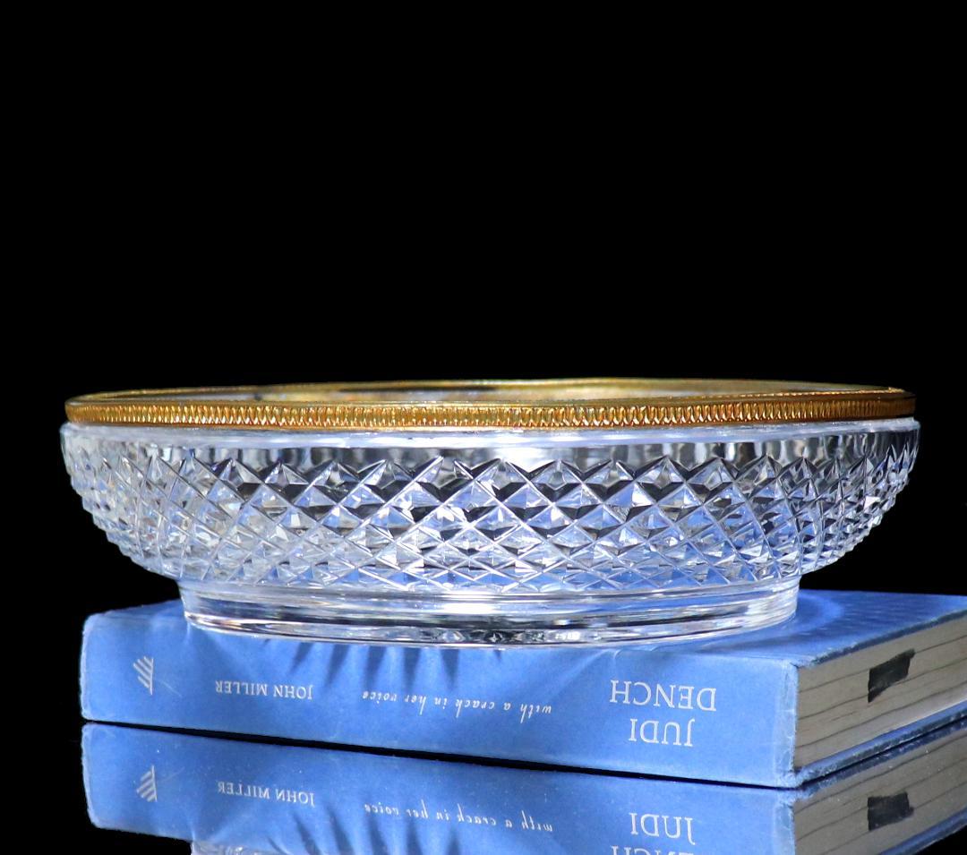 オールド・バカラ 明治～大正時代 春海商店特注 金装飾霰切子大鉢 ギヤマン