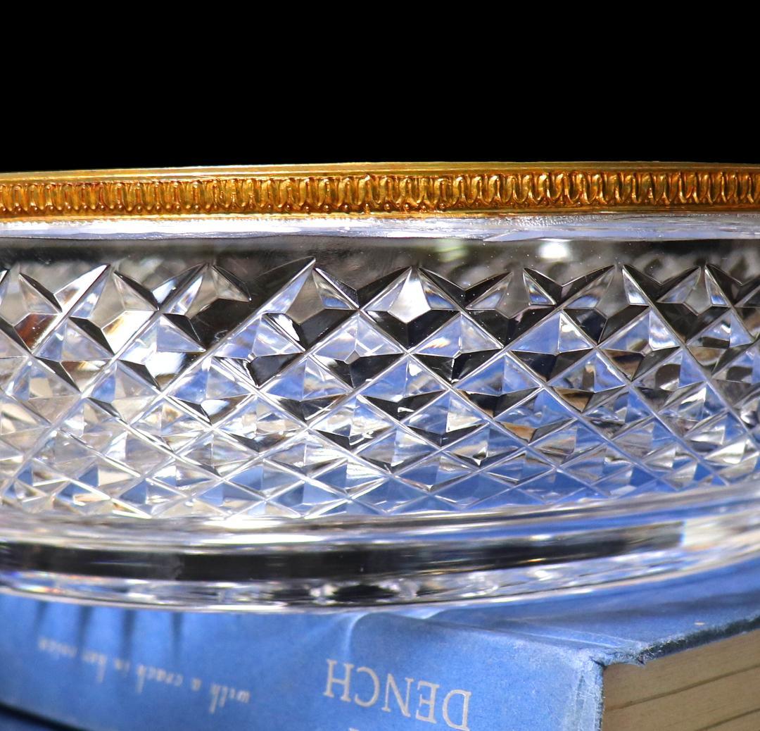 オールド・バカラ 明治～大正時代 春海商店特注 金装飾霰切子大鉢 ギヤマン