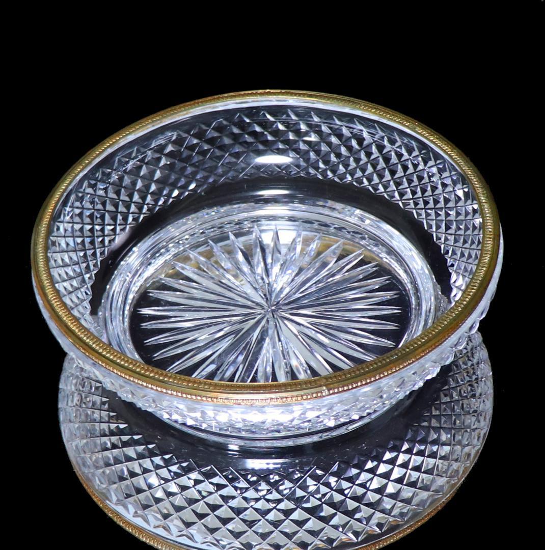 オールド・バカラ 明治～大正時代 春海商店特注 金装飾霰切子大鉢 ギヤマン